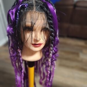 Full Lace Purple Rope Twist Wigs With Braids And Curls!